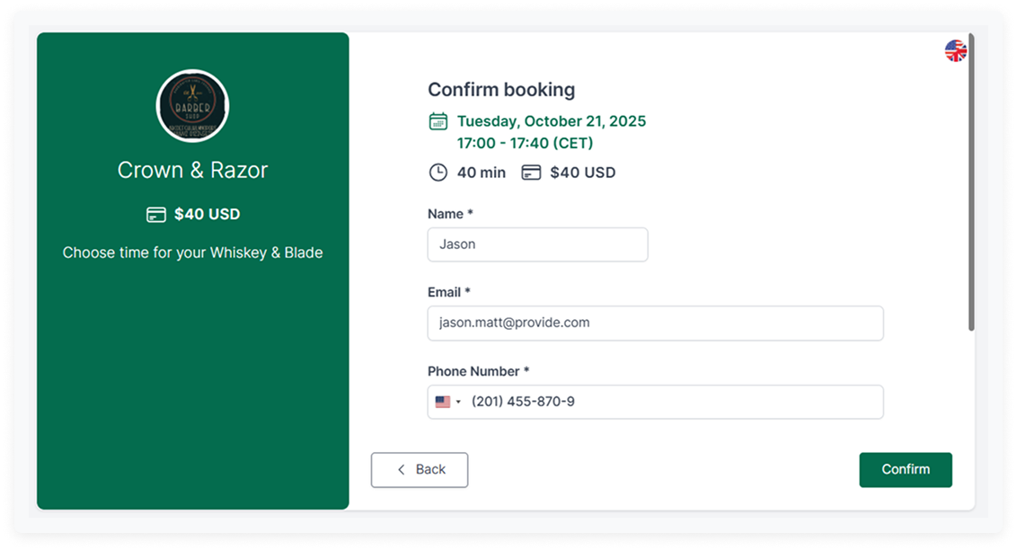 screenshot of custom fields on koalendar barber shop booking sooftware for promotion ideas